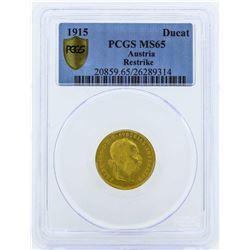 1915 Austria Ducat Restrike Gold Coin PCGS MS65