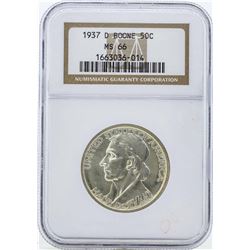 1937-D Boone Commemorative Half Dollar Coin NGC MS66