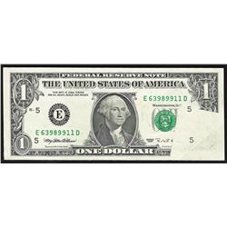 1995 $1 Federal Reserve Note Fold Over ERROR