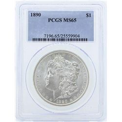 1890 $1 Morgan Silver Dollar Coin PCGS MS65