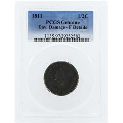 1811 Classic Head Half Cent Coin PCGS Genuine F Details
