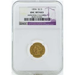 1894 $2 1/2 Liberty Head Quarter Eagle Gold Coin NGC Unc Details