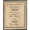 Image 2 : April 10, 1777 Four Pence Pennsylvania Colonial Currency Note