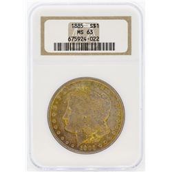 1885 $1 Morgan Silver Dollar Coin NGC MS63 Great Toning