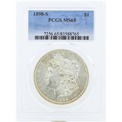 1898-S $1 Morgan Silver Dollar Coin PCGS MS65