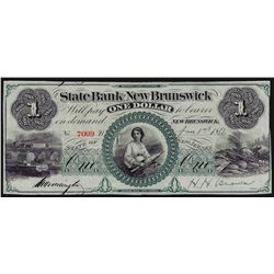 1866 $1 The State Bank of New Brunswick Obsolete Bank Note