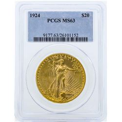 1924 $20 St. Gaudens Double Eagle Gold Coin PCGS MS63