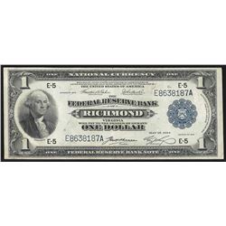 1918 $1 Federal Reserve Bank of Richmond National Currency Note