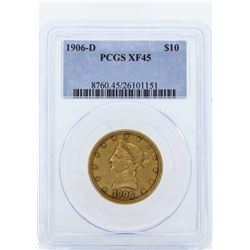 1906-D $10 Liberty Head Eagle Gold Coin PCGS XF45
