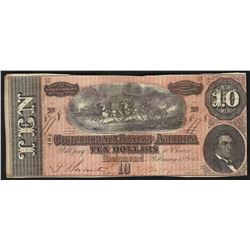 1864 $10 The Confederate States of America Note
