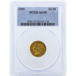 1909 $2 1/2 Indian Head Quarter Eagle Gold Coin PCGS AU55