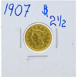 1907 $2 1/2 Liberty Head Quarter Eagle Gold Coin
