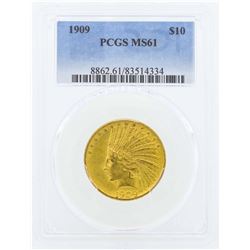 1909 $10 Indian Head Eagle Gold Coin PCGS MS61