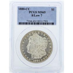 1880-CC $1 Morgan Silver Dollar Coin PCGS MS65 8/Low 7