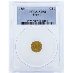 1851 $1 Liberty Head Gold Dollar Coin PCGS AU58