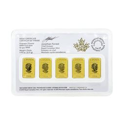 Lot of (5) 2016 1/10oz Royal Canadian Mint .9999 Fine Gold Ingots