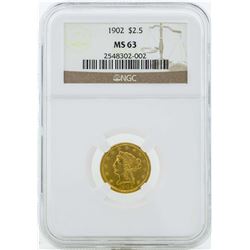 1902 $2 1/2 Liberty Head Quarter Eagle Gold Coin NGC MS63