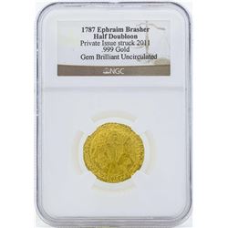 1787 (2011) Ephraim Brasher Half Doubloon .999 Gold Coin NGC Gem Brilliant Uncir