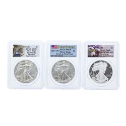Lot of (3) 2014 $1 American Silver Eagle Coin PCGS Graded