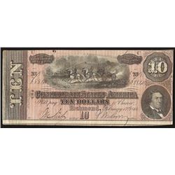1864 $10 The Confederate States of America Note