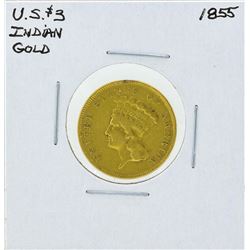 1855 $3 Indian Princess Head Gold Coin