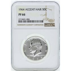 1964 Accent Hair Kennedy Half Dollar Silver Proof Coin NGC PF66