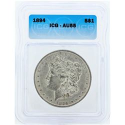 1894 $1 Morgan Silver Dollar Coin ICG AU55