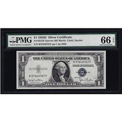 1935D $1 Silver Certificate Note Narrow PMG Gem Uncirculated 66EPQ