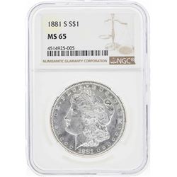 1881-S $1 Morgan Silver Dollar Coin NGC MS65