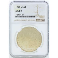 1921-S $1 Morgan Silver Dollar Coin NGC MS62
