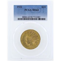 1932 $10 Indian Head Eagle Gold Coin PCGS MS62