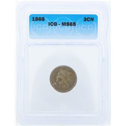 1868 3 Cent Silver Nickel Coin ICG MS65