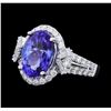 Image 2 : 14KT White Gold 3.94ct Tanzanite and Diamond Ring