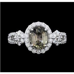 Platinum 1.42ct Brownish Purple Sapphire and Diamond Ring