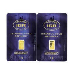 Set of (2) 1 Gram Istanbul Gold Refinery Cards