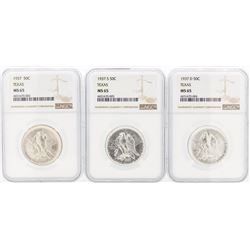 Set of (3) 1937/D/S Texas Commemorative Half Dollar Coin NGC MS65