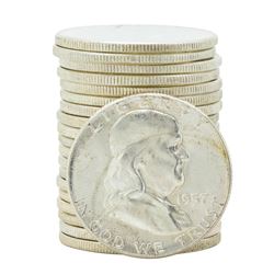 Roll of (20) 1957 Brilliant Uncirculated Franklin Half Dollar Coins