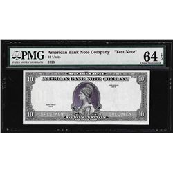 1929 American Bank Note Company Test Note 10 Units PMG 64EPQ