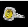 Image 2 : Platinum 2.01ct Yellow Sapphire and Diamond Ring
