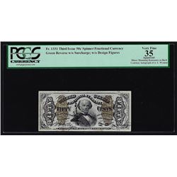 Fifty Cent Third Issue Fractional Currency Note PCGS VF35 Courtesy Auto of A.U.