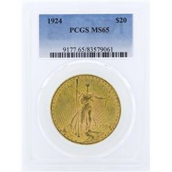 1924 $20 St. Gaudens Double Eagle Gold Coin PCGS MS65