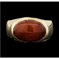 14K Yellow Gold Oval Cut Catseye Gemstone Ring