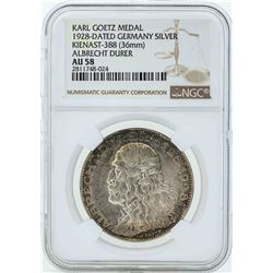 1928 Germany Karl Goetz Silver Medal NGC AU58