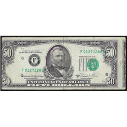 1981A $50 Federal Reserve Note Misaligned Face ERROR