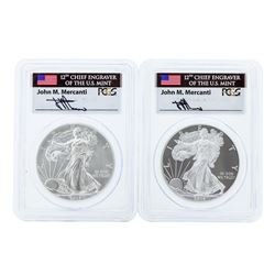 Lot of (2) 2015-W $1 American Silver Eagle Coins PCGS SP70 & PR70DCAM