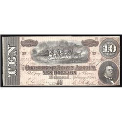 1864 $10 The Confederate States of America Note
