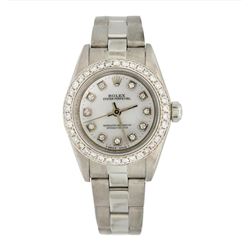 Rolex Stainless Steel 0.77ctw Diamond Oyster Perpetual Ladies Wristwatch
