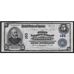 1902 $5 The First National Bank Ypsilanti Michigan National Currency Note