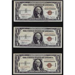 Lot of (3) Consecutive 1935A $1 Hawaii Silver Certificate WWII Emergency Note