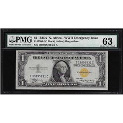 1935A $1 North Africa WWII Emergency Silver Certificate Note PMG CU63